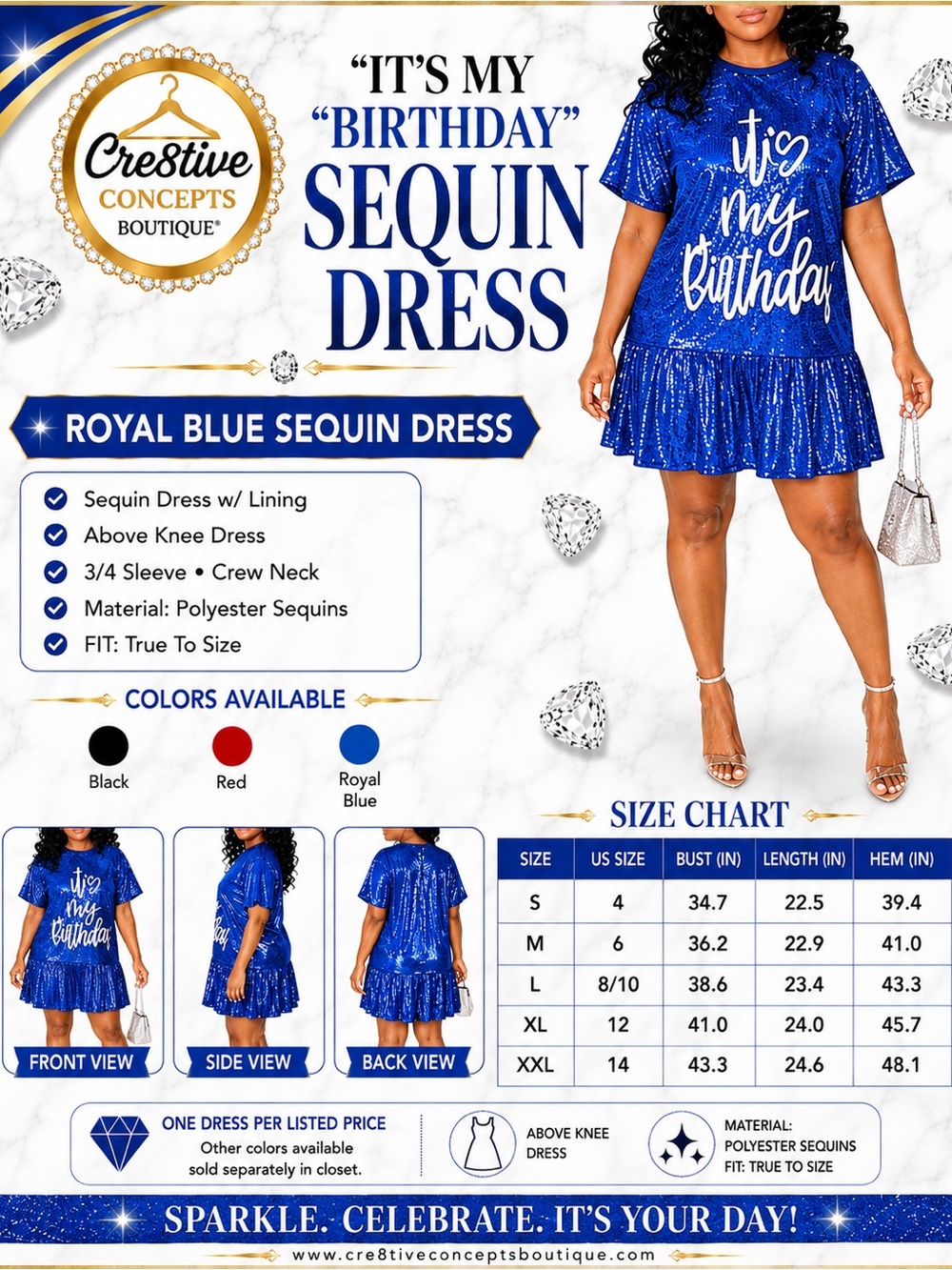 “IT’S MY BIRTHDAY” Sequin Flare Dress